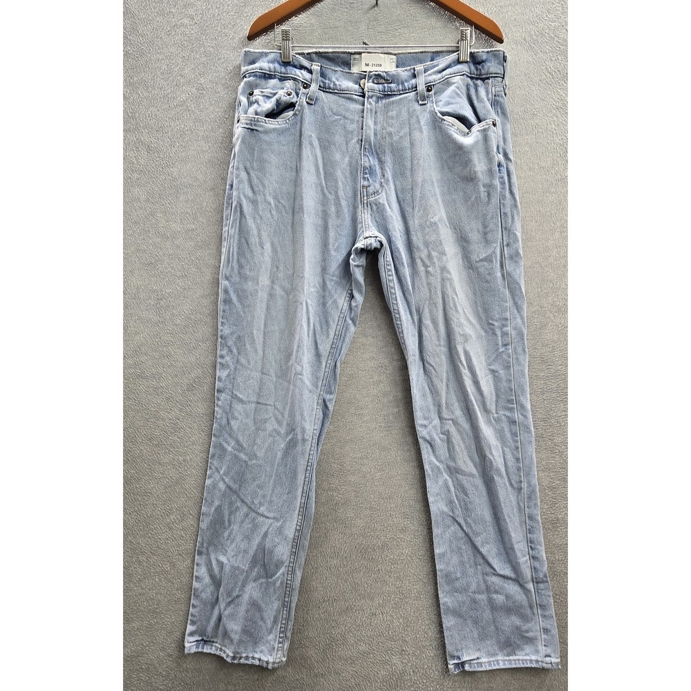 Hollister Men Jeans 34X34 Light Blue Denim Slim Straight 33.5" Inseam